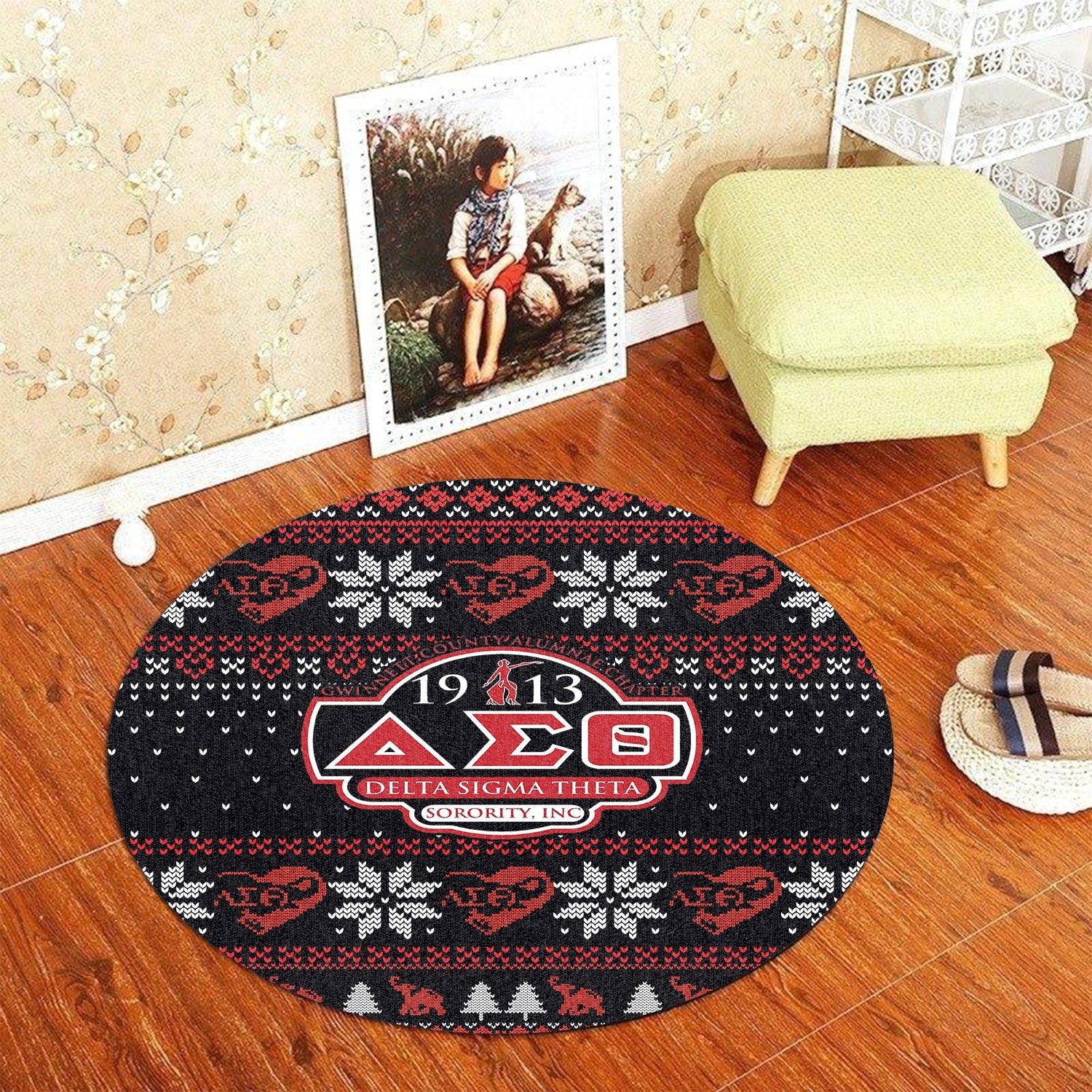 Sorority Carpet - Christmas Delta Sigma Theta Round Carpet Gwinnett County Alumnae Style