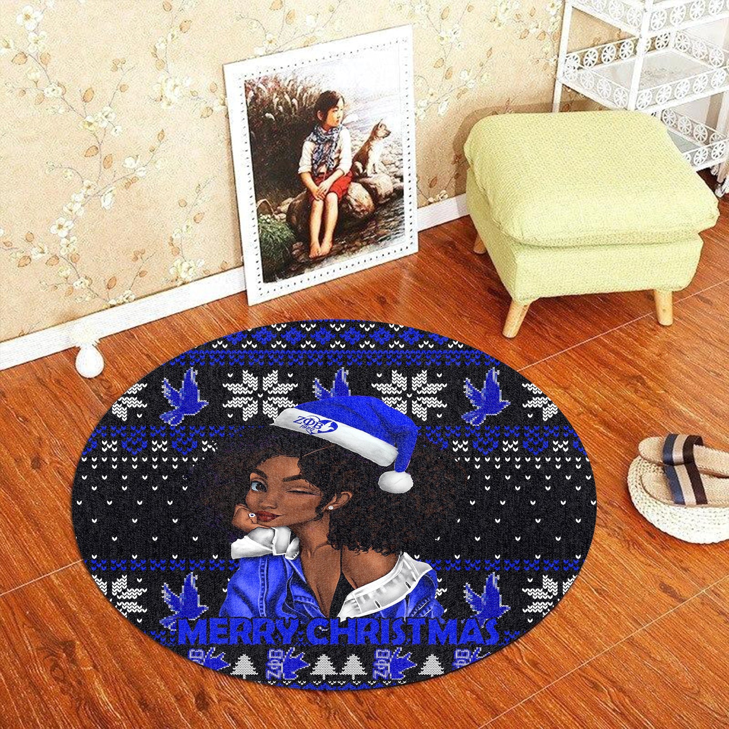 Sorority Carpet - Christmas Zeta Phi Beta Round Carpet Pretty Girl Style