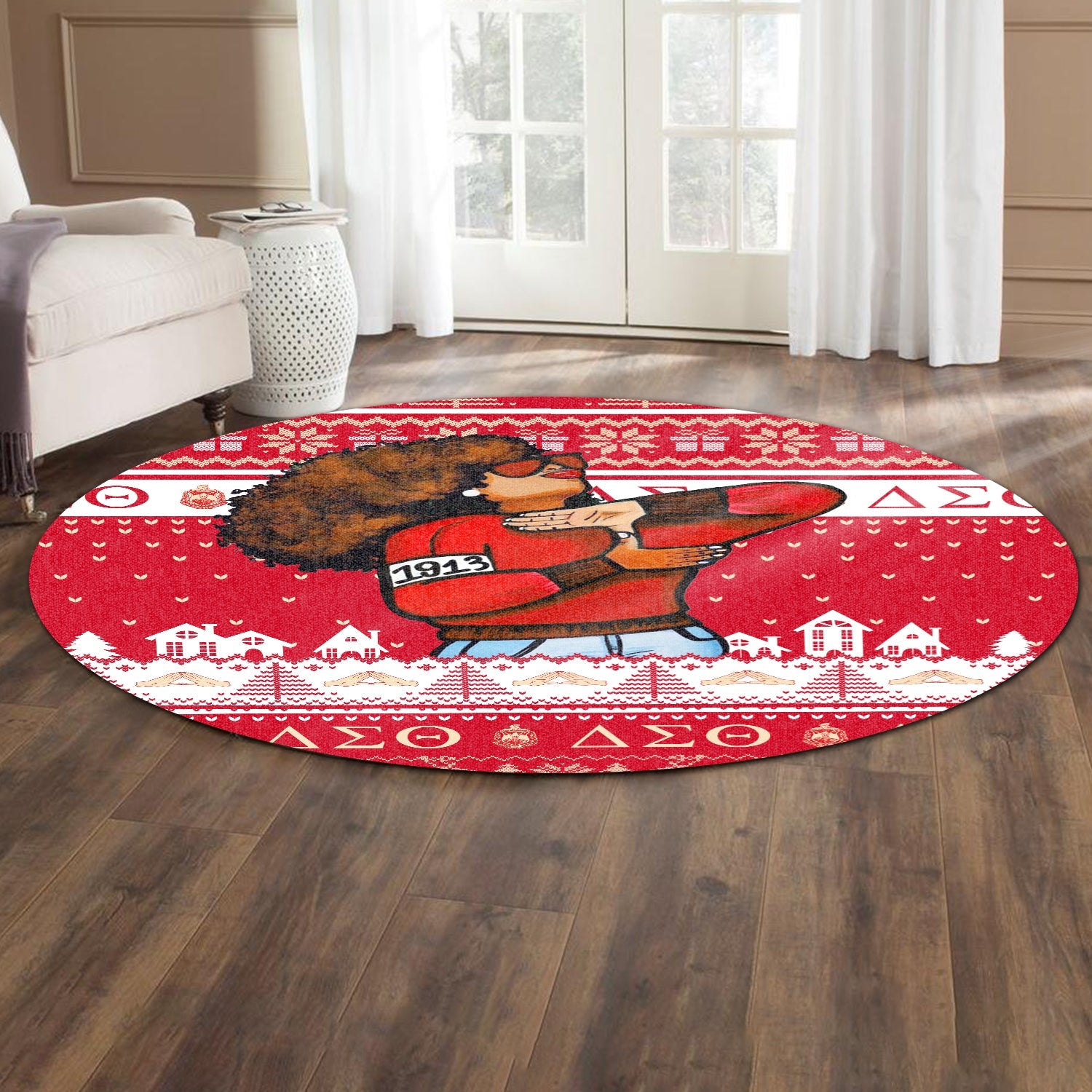 Sorority Carpet - Christmas Delta Sigma Theta Round Carpet 1913 Dynasty Girl Style