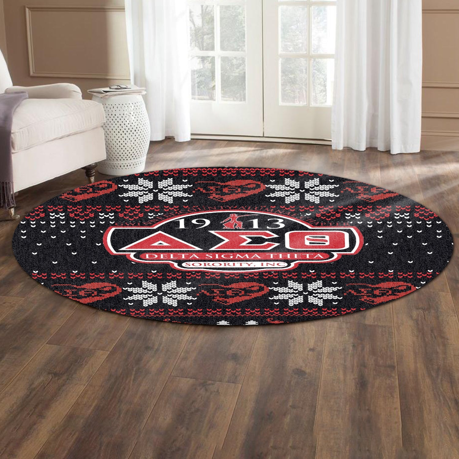 Sorority Carpet - Christmas Delta Sigma Theta Round Carpet Gwinnett County Alumnae Style