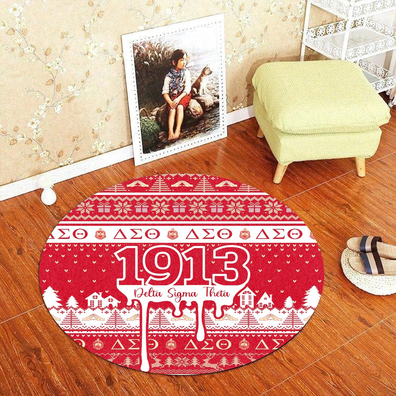 Sorority Carpet - Christmas Delta Sigma Theta Round Carpet 1913 Style