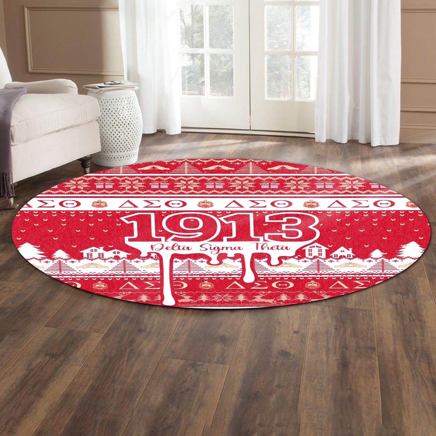 Sorority Carpet - Christmas Delta Sigma Theta Round Carpet 1913 Style