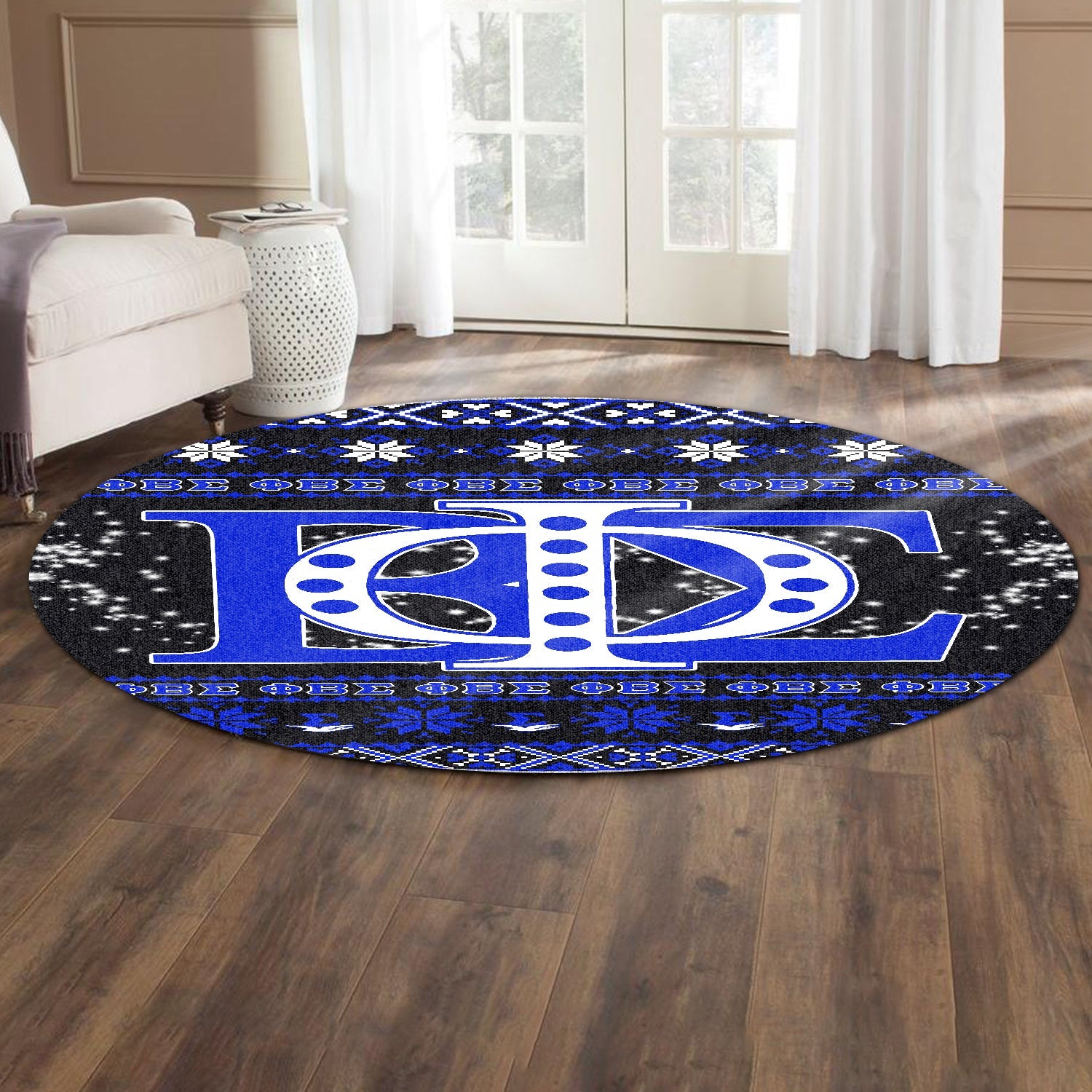 Fraternity Carpet - Christmas Phi Beta Sigma Round Carpet Greek Letters Logo Style