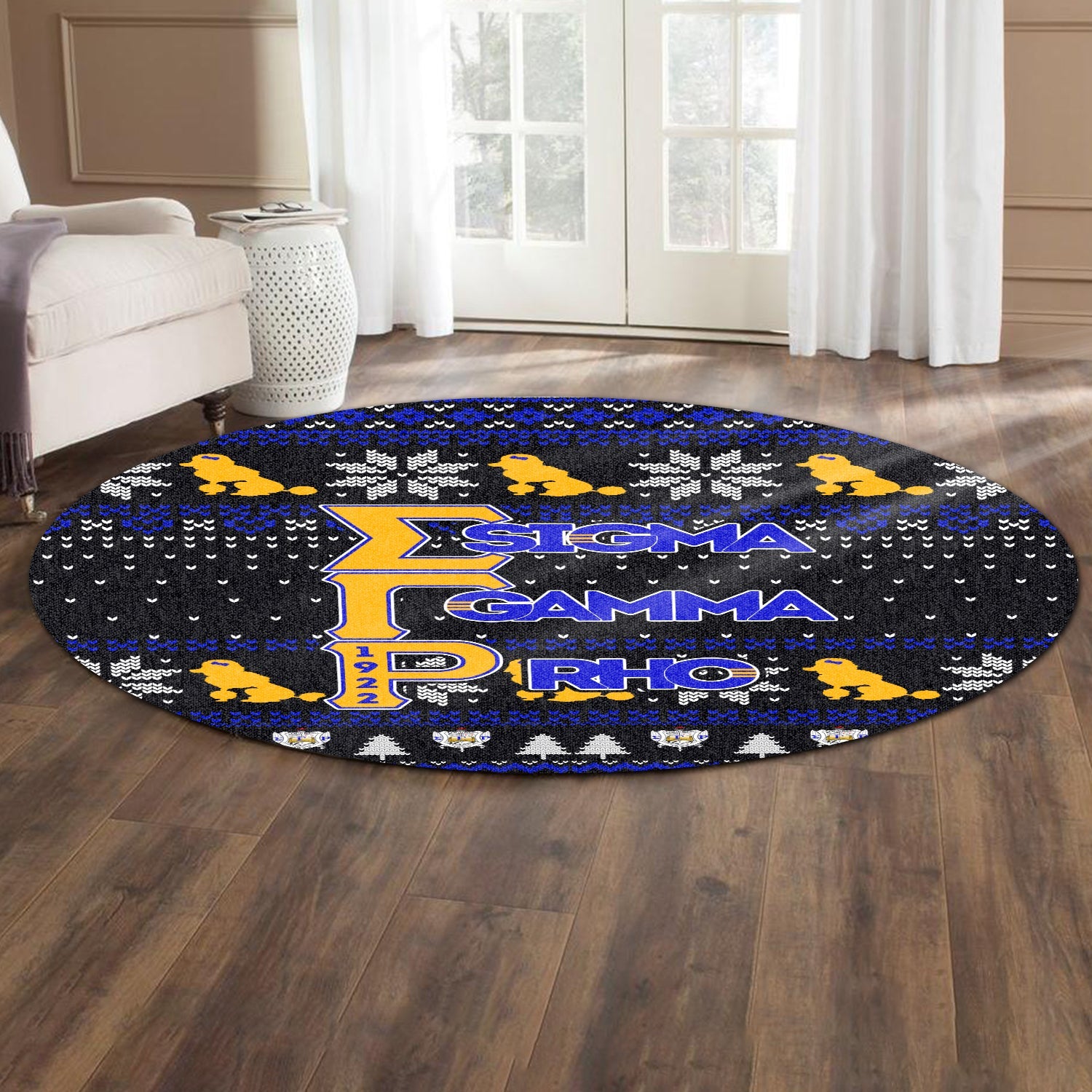 Sorority Carpet - Christmas Sigma Gamma Rho Round Carpet 1922 Poodle Style