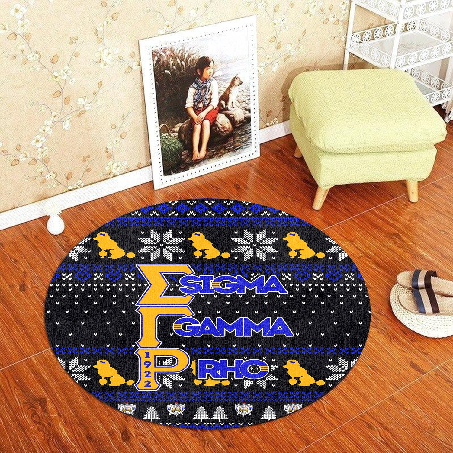 Sorority Carpet - Christmas Sigma Gamma Rho Round Carpet 1922 Poodle Style
