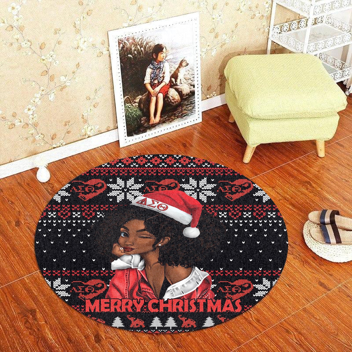Sorority Carpet - Christmas Delta Sigma Theta Round Carpet Pretty Girl Style