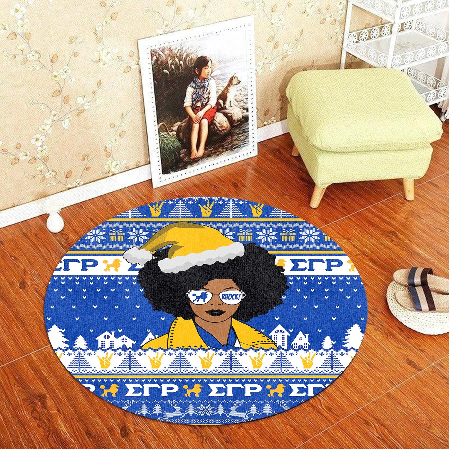 Sorority Carpet - Christmas Sigma Gamma Rho Round Carpet Girl Style