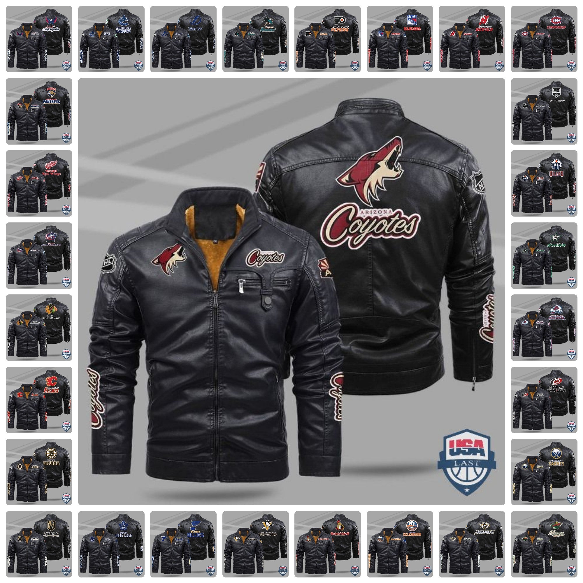 Personalized National Hockey League Fleece Leather Jacket - USALast