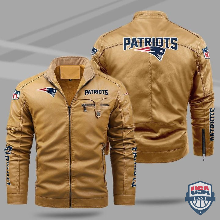 New England Patriots Fleece Leather Jacket - HVsun