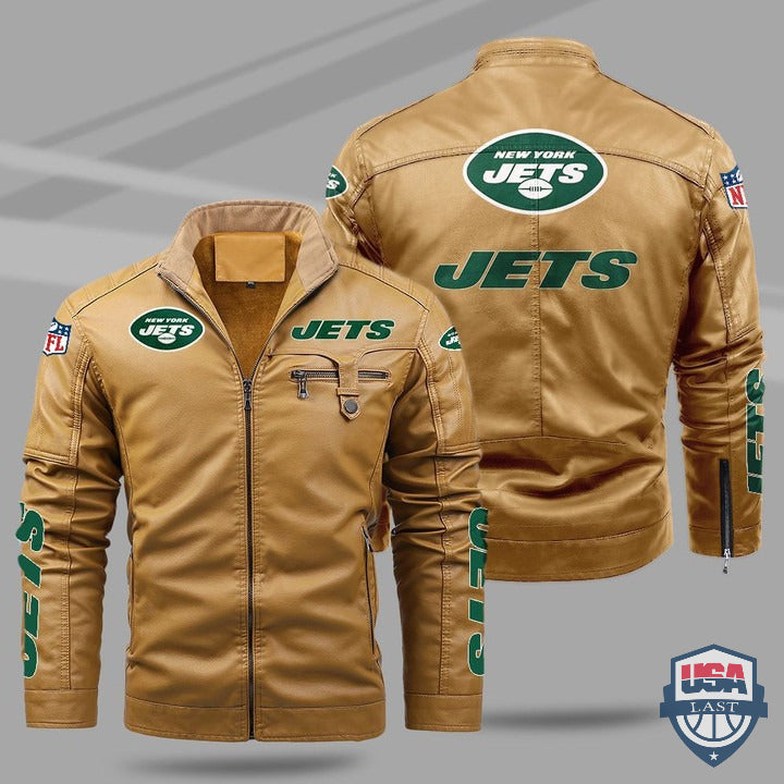 New York Jets Fleece Leather Jacket - HVsun