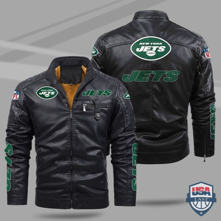 New York Jets Fleece Leather Jacket - HVsun