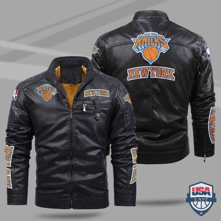 New York Knicks Fleece Leather Jacket - HVsun