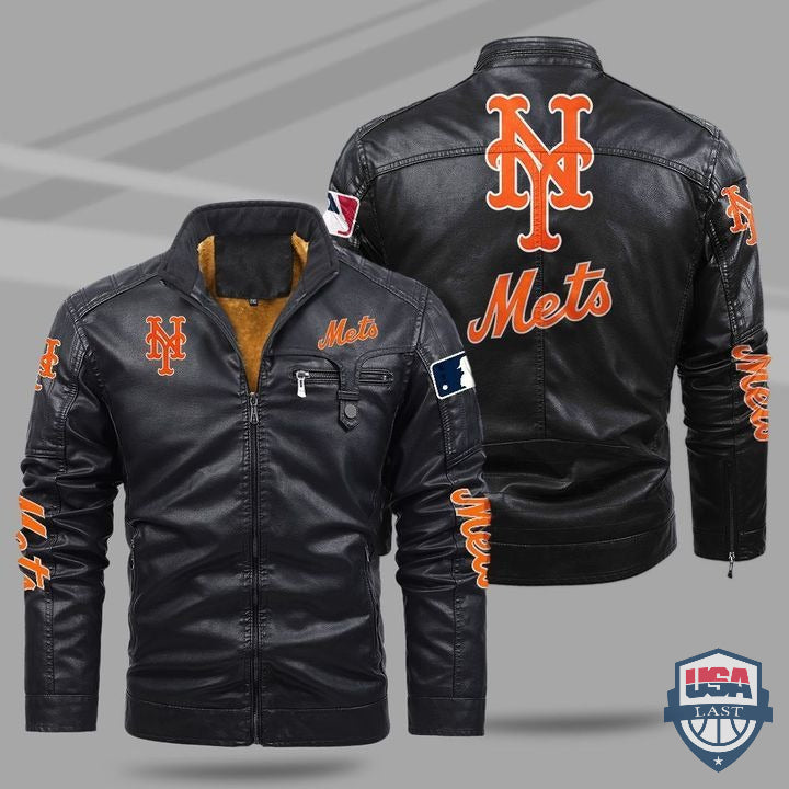 New York Mets Fleece Leather Jacket - HVsun