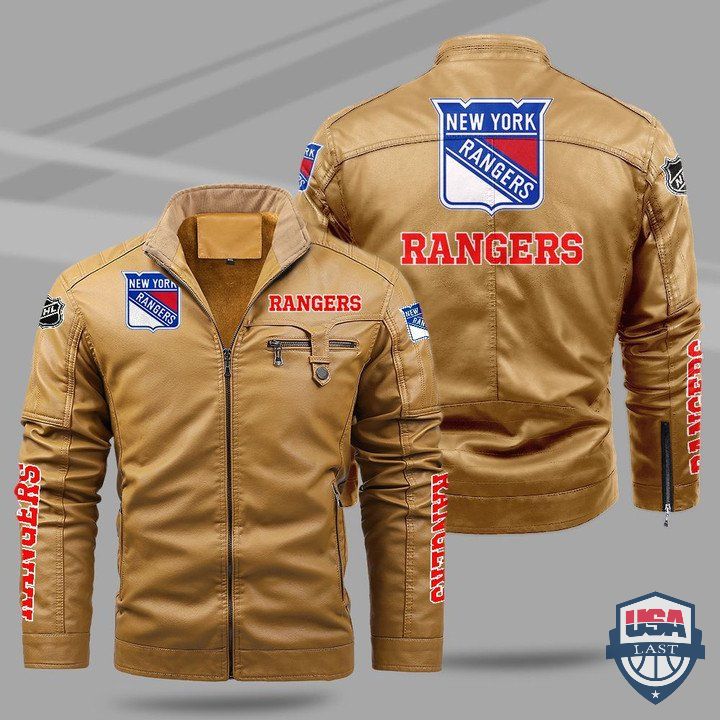 New York Rangers Fleece Leather Jacket - HVsun