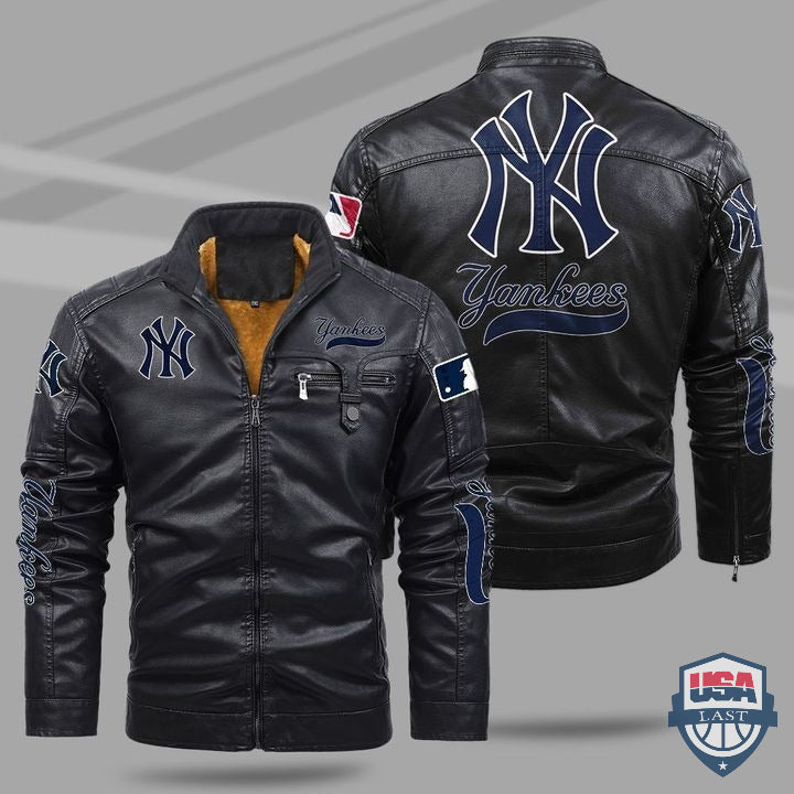 New York Yankees Fleece Leather Jacket - HVsun