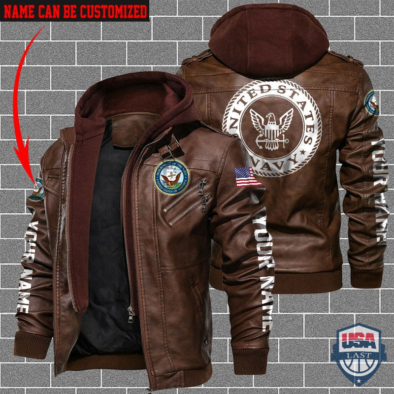 U.S Navy Custom Name Leather Jacket - HVsun