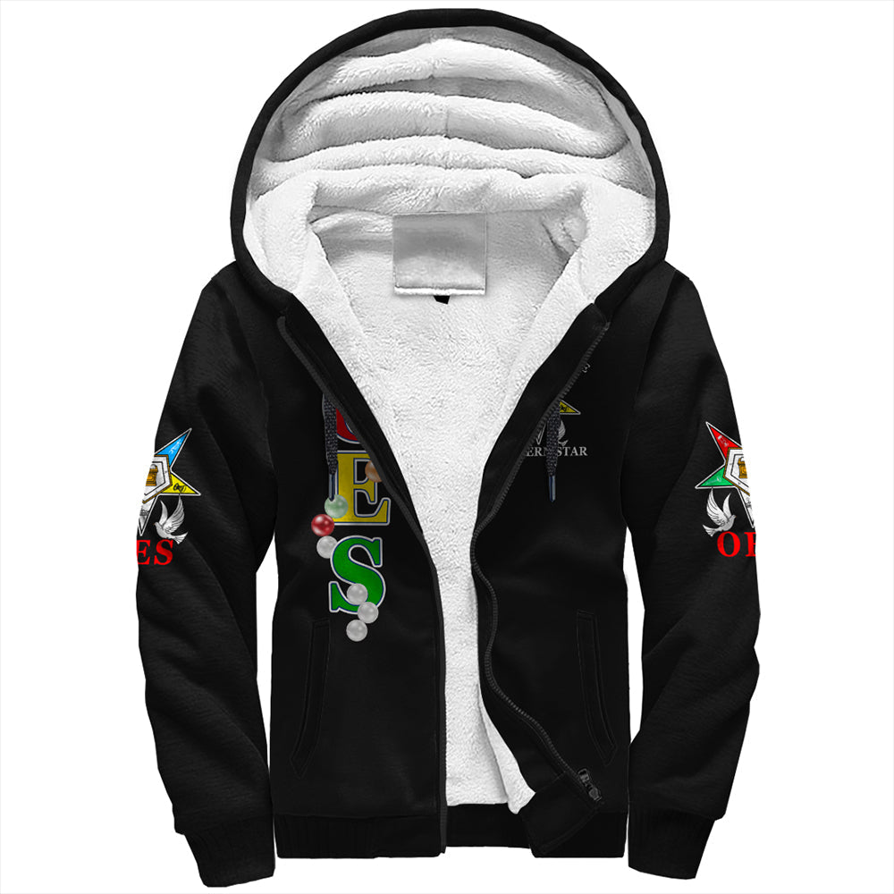 Order Of The Eastern Star Pearls Black Sherpa Hoodie