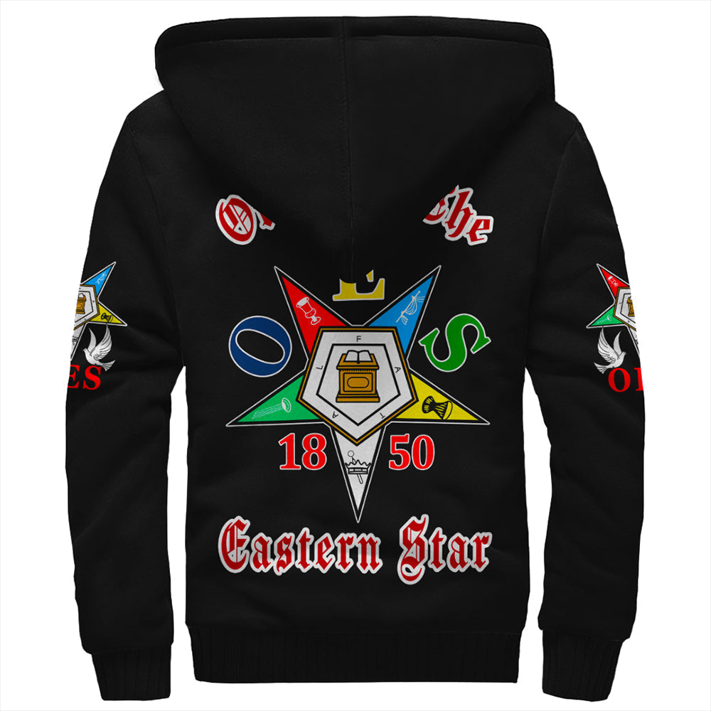 Order Of The Eastern Star Pearls Black Sherpa Hoodie