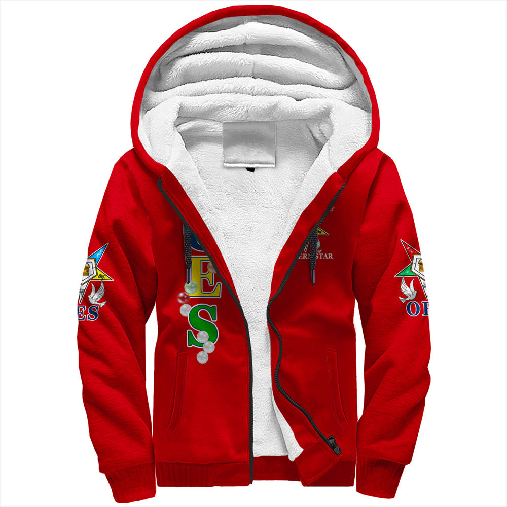 Order Of The Eastern Star Pearls Red Sherpa Hoodie