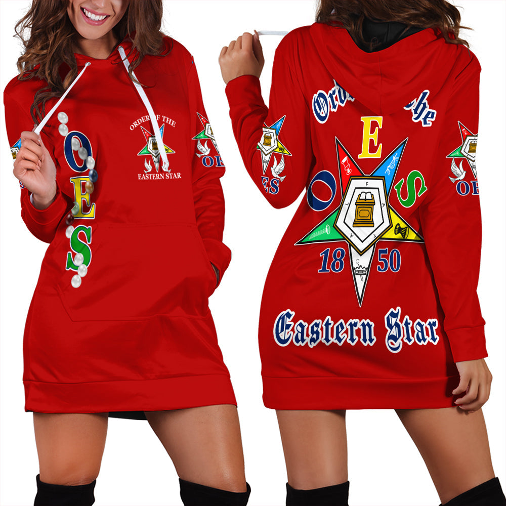 Order Of The Eastern Star Pearls Red Hoodie Dress