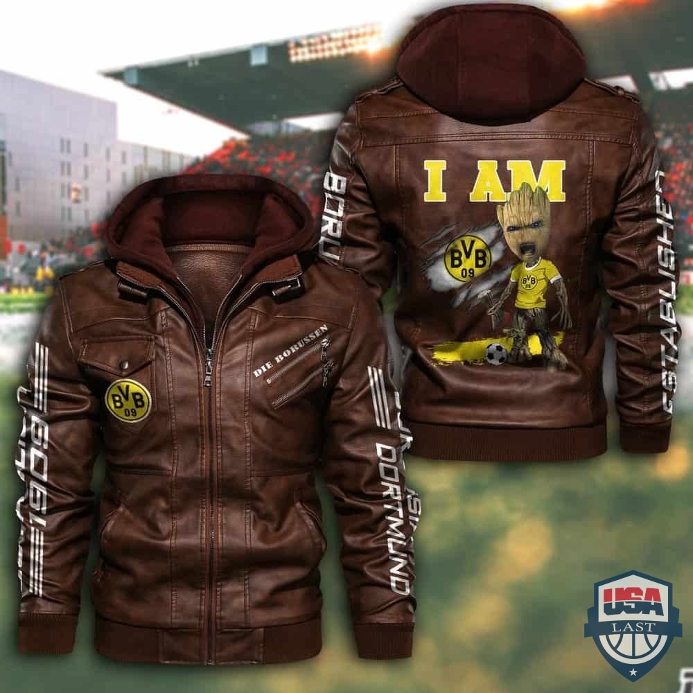 Borussia Dortmund FC Hooded Leather Jacket - HVsun