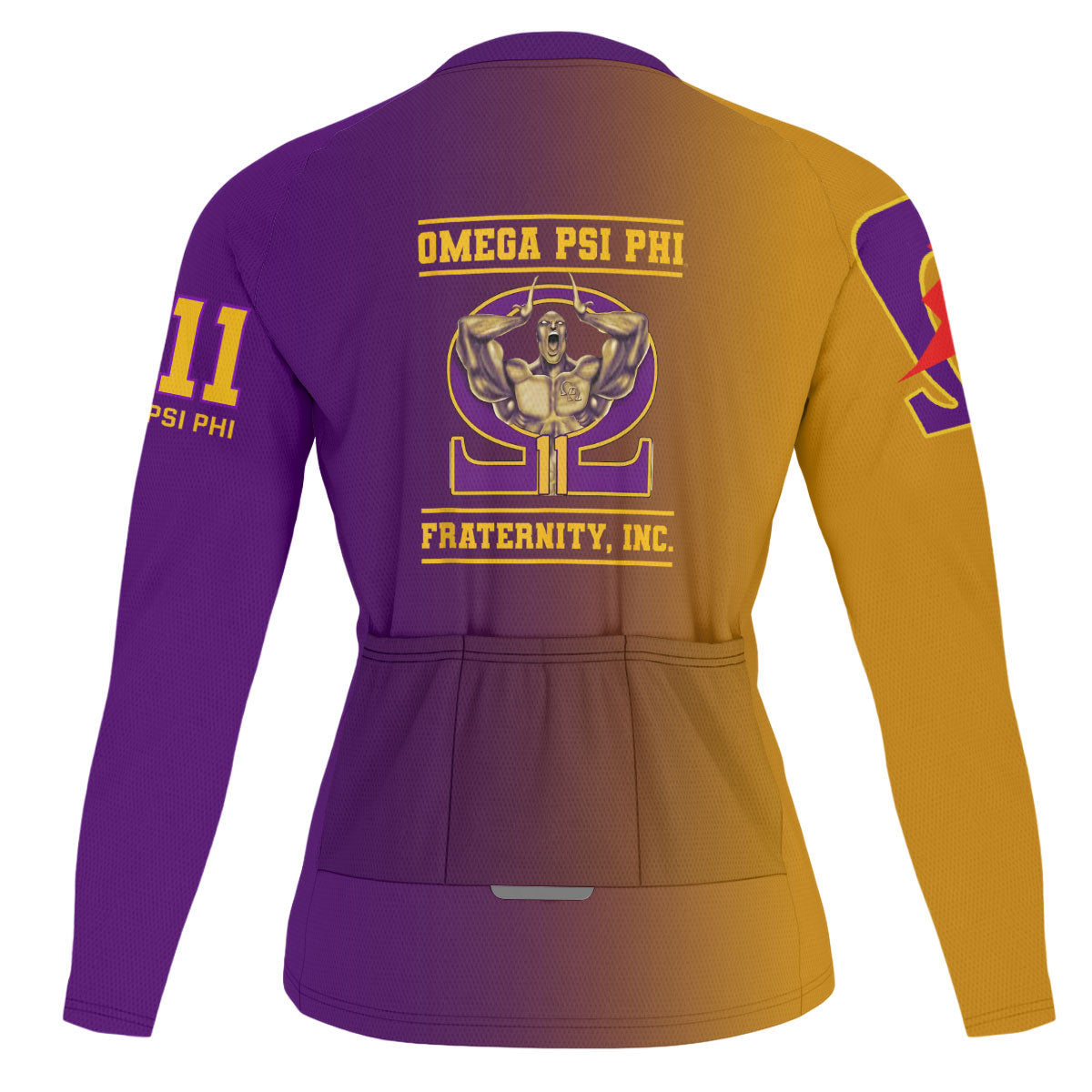 Omega Psi Phi Cycling Jersey Custom Purple Gold Side Gradient Style