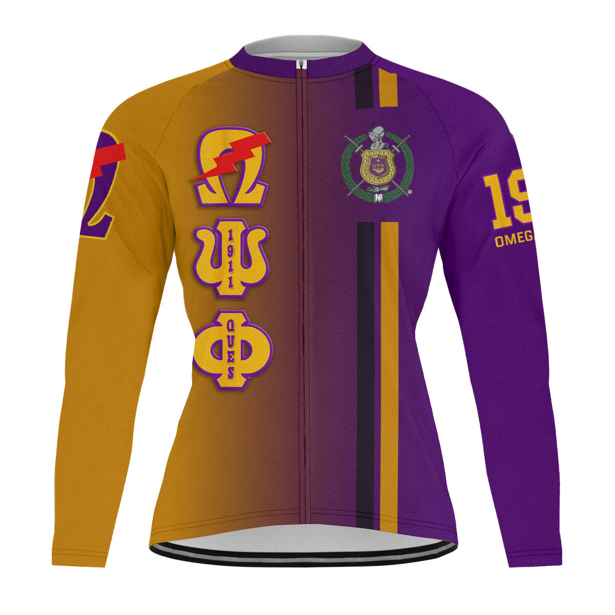 Omega Psi Phi Cycling Jersey Custom Purple Gold Side Gradient Style