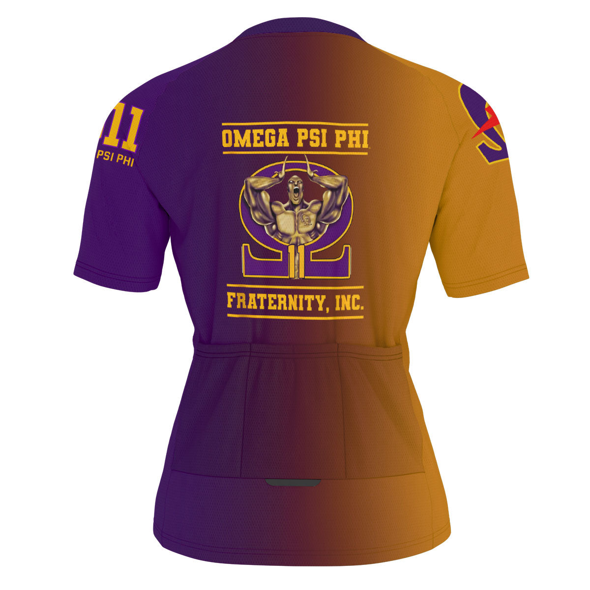 Omega Psi Phi Cycling Jersey Custom Purple Gold Side Gradient Style