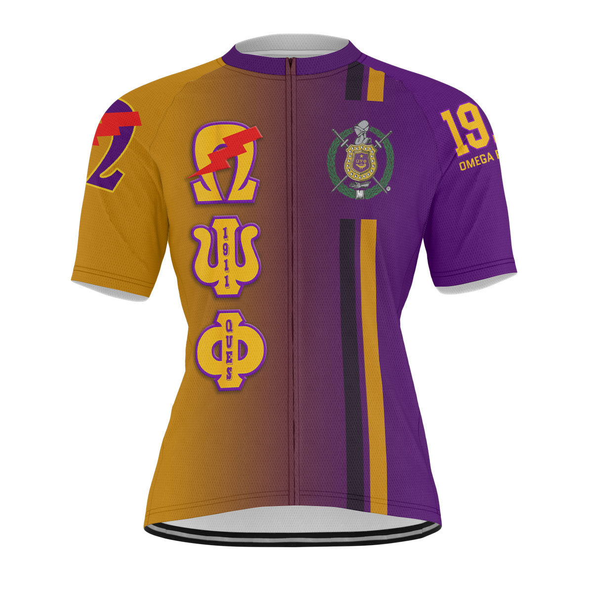 Omega Psi Phi Cycling Jersey Custom Purple Gold Side Gradient Style