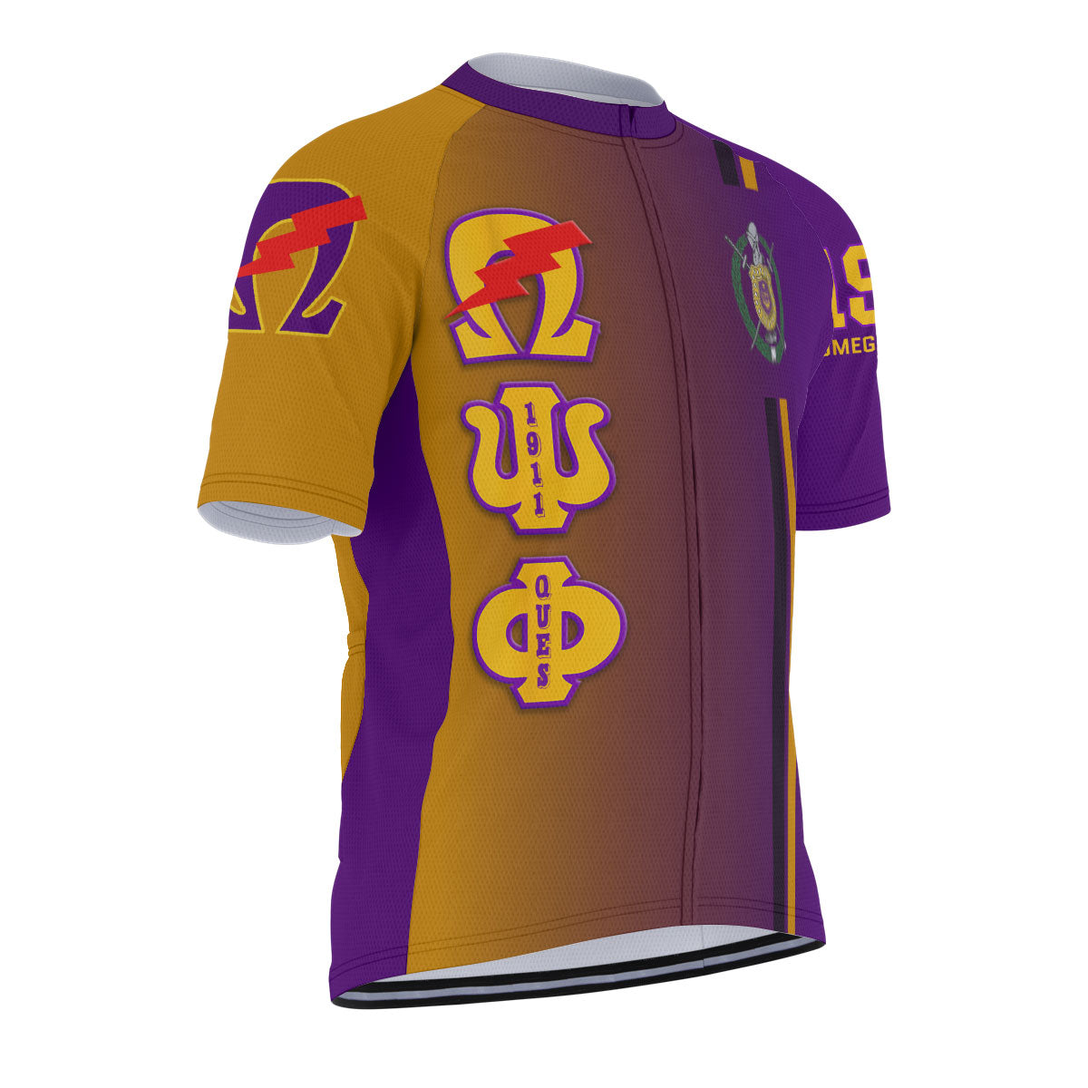 Omega Psi Phi Cycling Jersey Custom Purple Gold Side Gradient Style