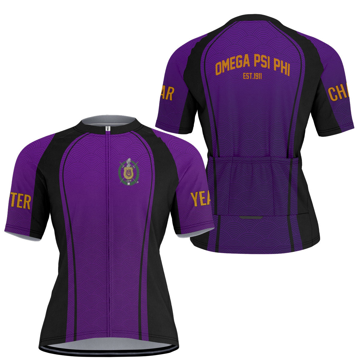 Omega Psi Phi Cycling Jersey Custom Purple  Wave Style