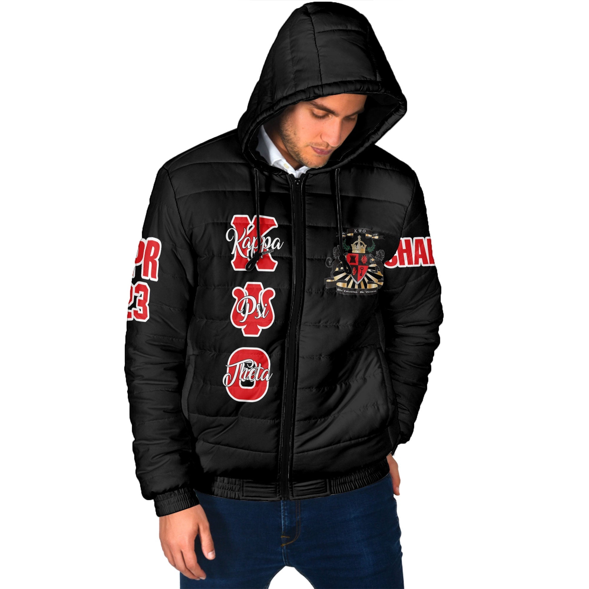 Fraternity Jacket - Personalized Kappa Psi Theta Men Hooded Padded Jacket Original Dark Style