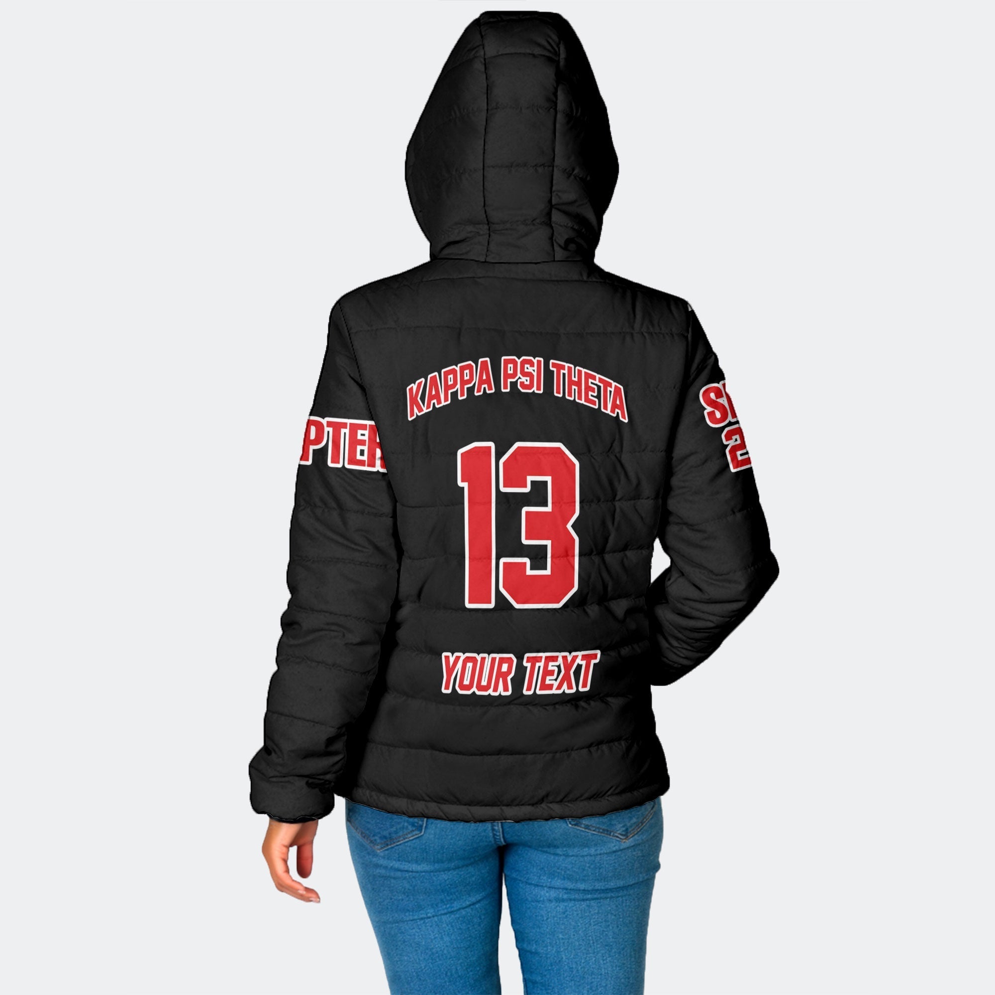 Fraternity Jacket - Personalized Kappa Psi Theta Women Hooded Padded Jacket Original Dark Style