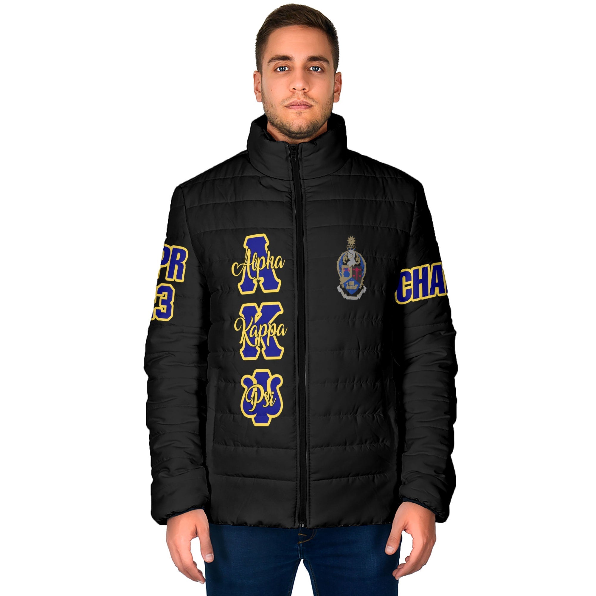 Fraternity Jacket - Personalized Alpha Kappa Psi Men Padded Jacket Original Dark Style