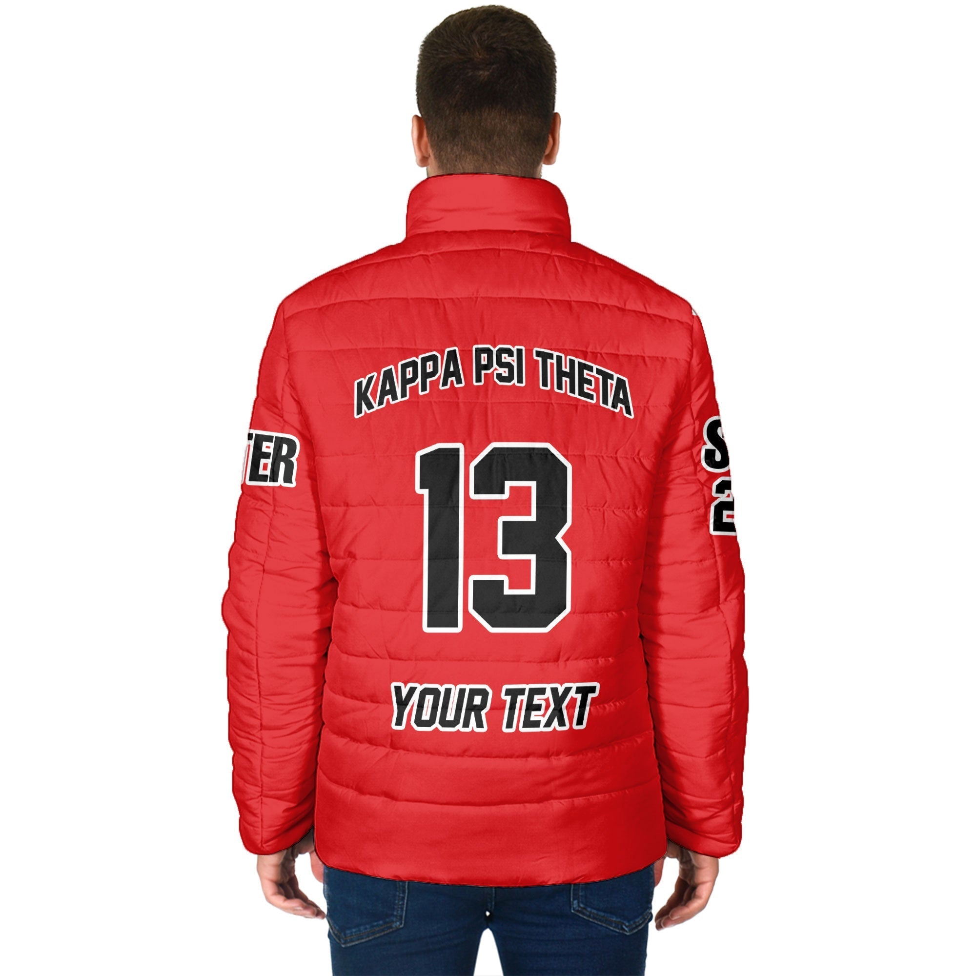 Fraternity Jacket - Personalized Kappa Psi Theta Men Padded Jacket Original Red Style