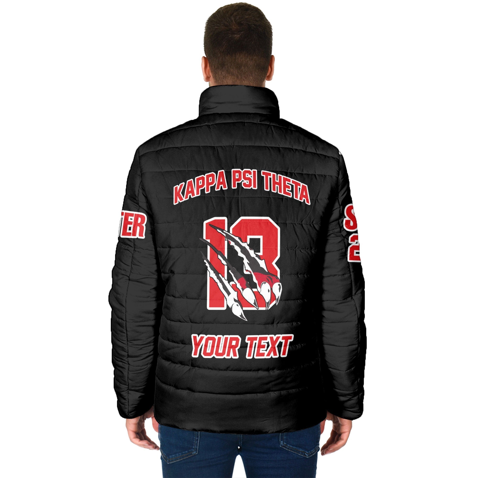 Fraternity Jacket - Personalized Kappa Psi Theta Men Padded Jacket Original Lion Claws Style