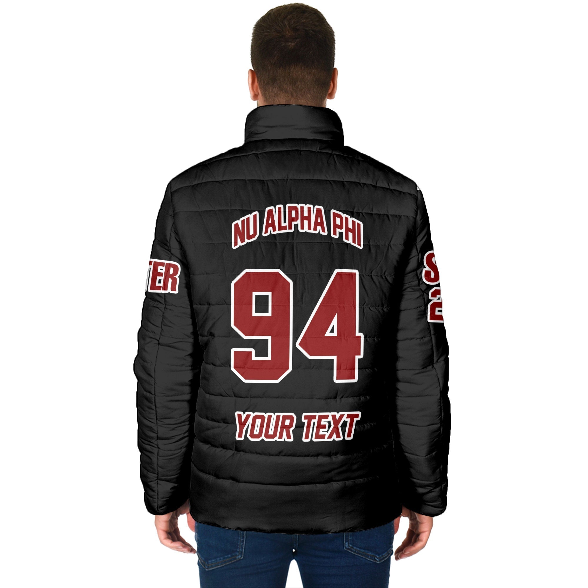 Fraternity Jacket - Personalized Nu Alpha Phi Men Padded Jacket Original Dark Style