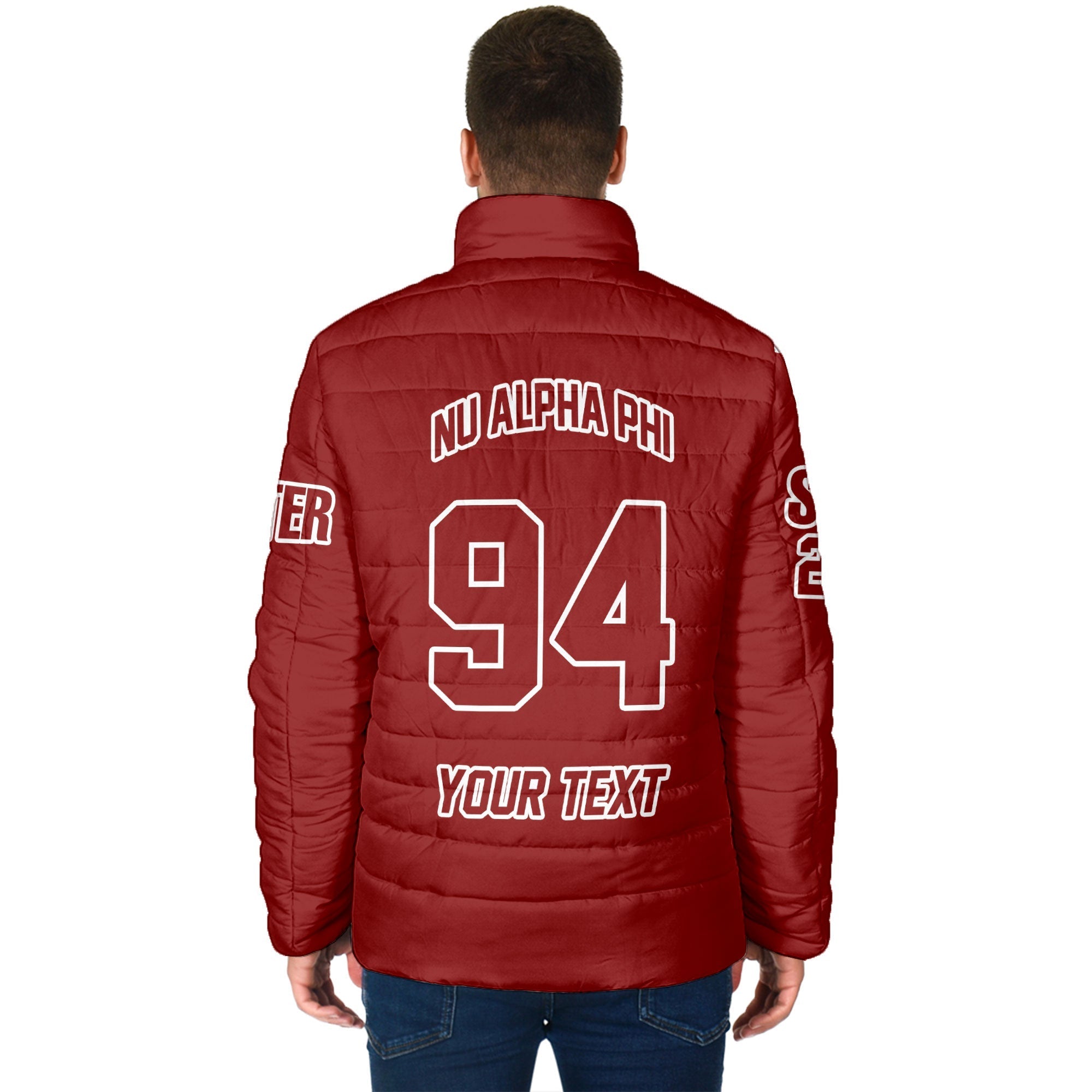 Fraternity Jacket - Personalized Nu Alpha Phi Men Padded Jacket Original Maroon Style