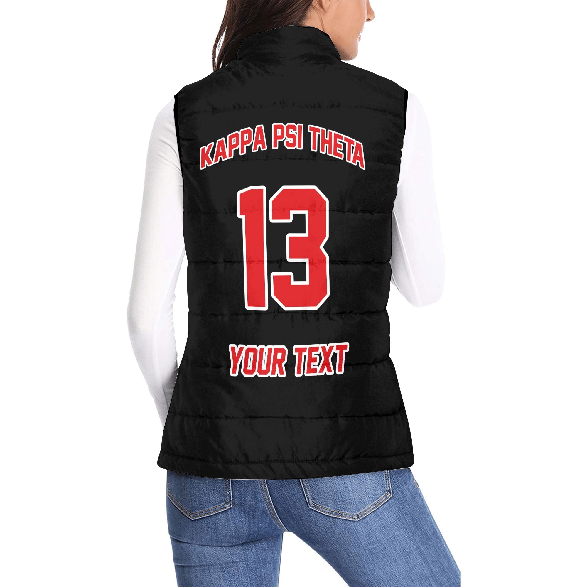 Fraternity Jacket - Personalized Kappa Psi Theta Women Padded Jacket Vest Original Dark Style