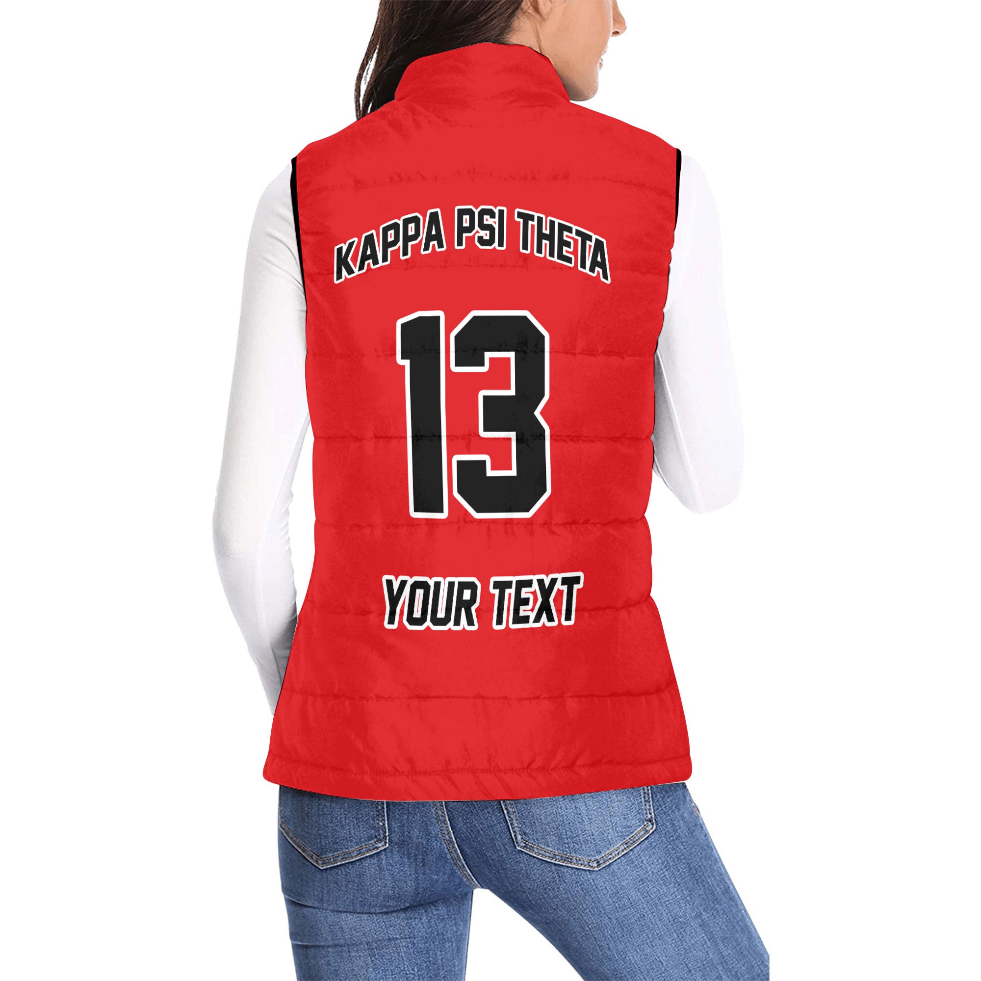 Fraternity Jacket - Personalized Kappa Psi Theta Women Padded Jacket Vest Original Red Style