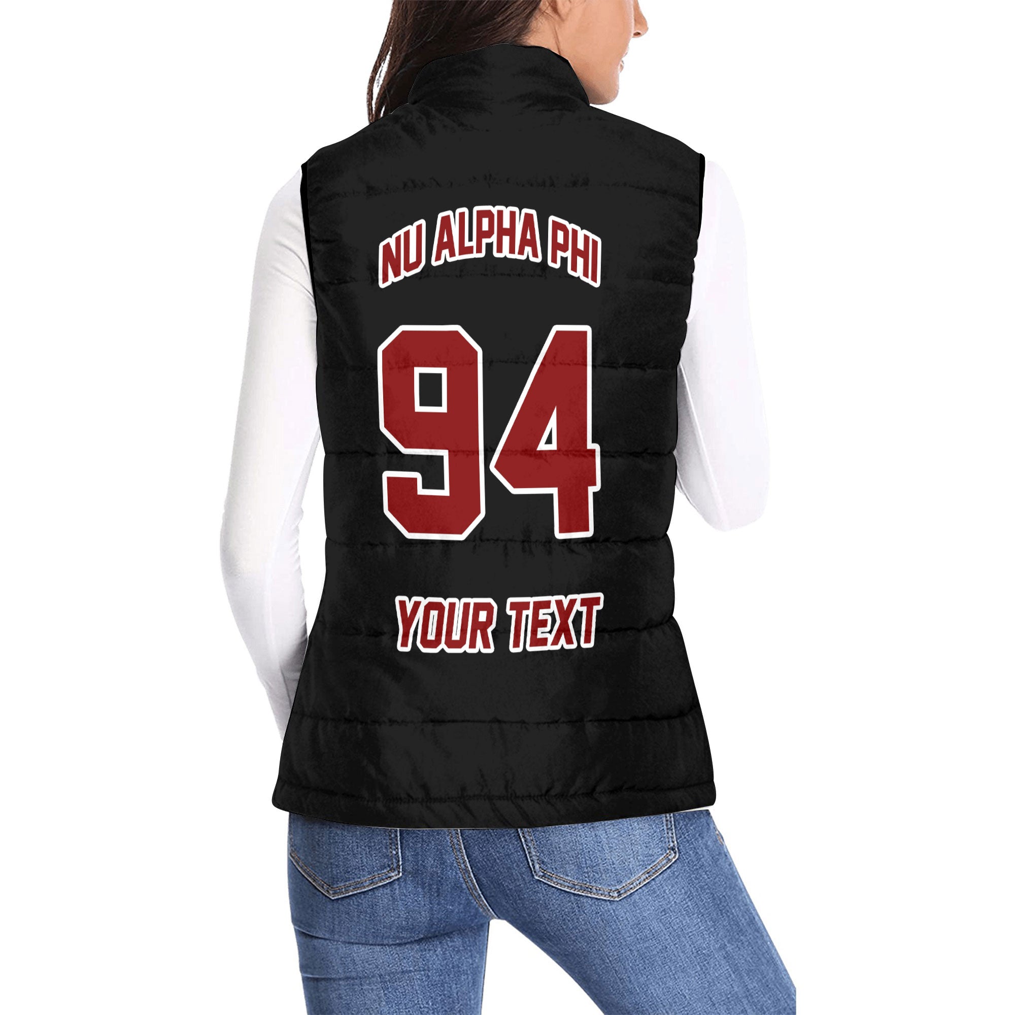 Fraternity Jacket - Personalized Nu Alpha Phi Women Padded Jacket Vest Original Dark Style