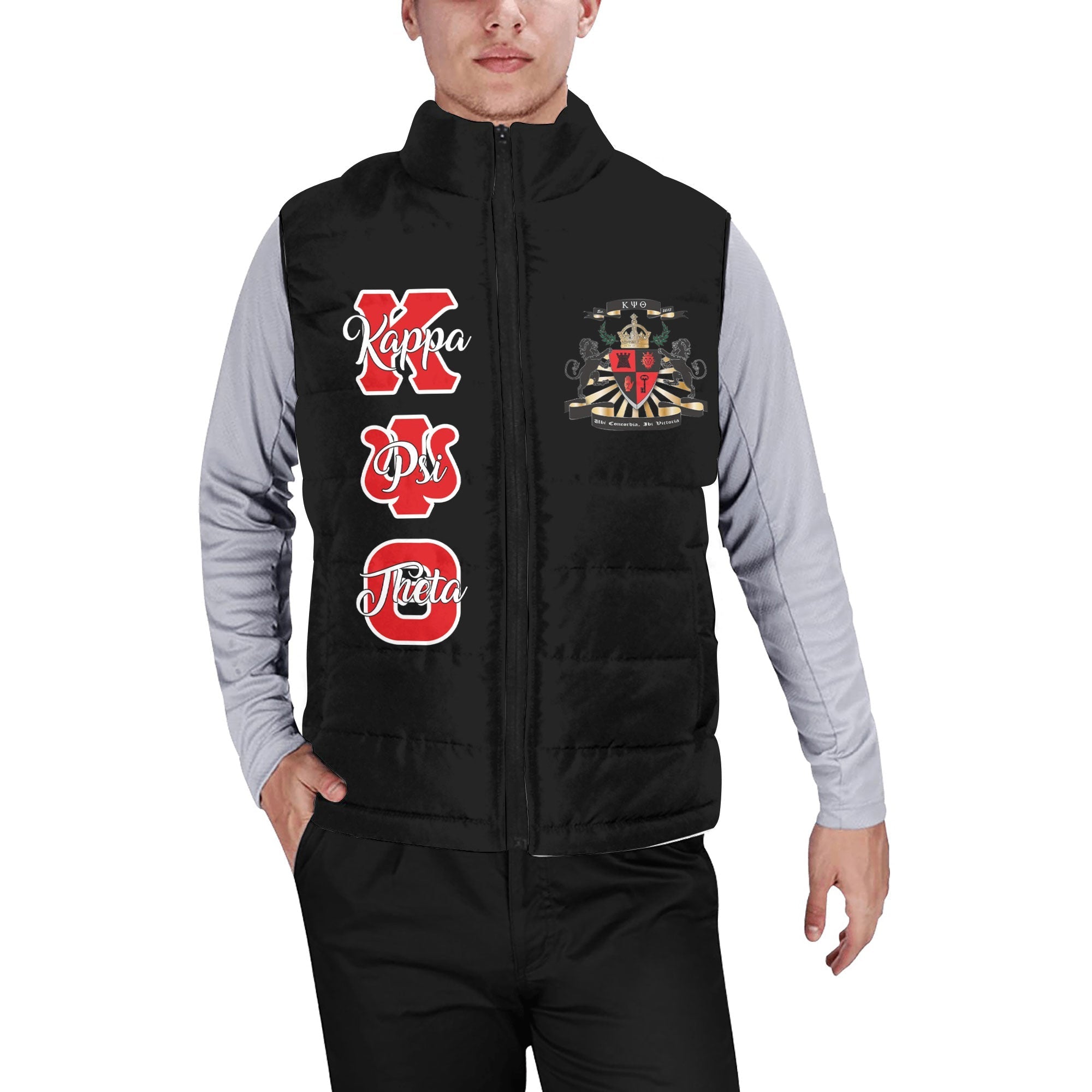 Fraternity Jacket - Personalized Kappa Psi Theta Men Padded Jacket Vest Original Lion Claws Style