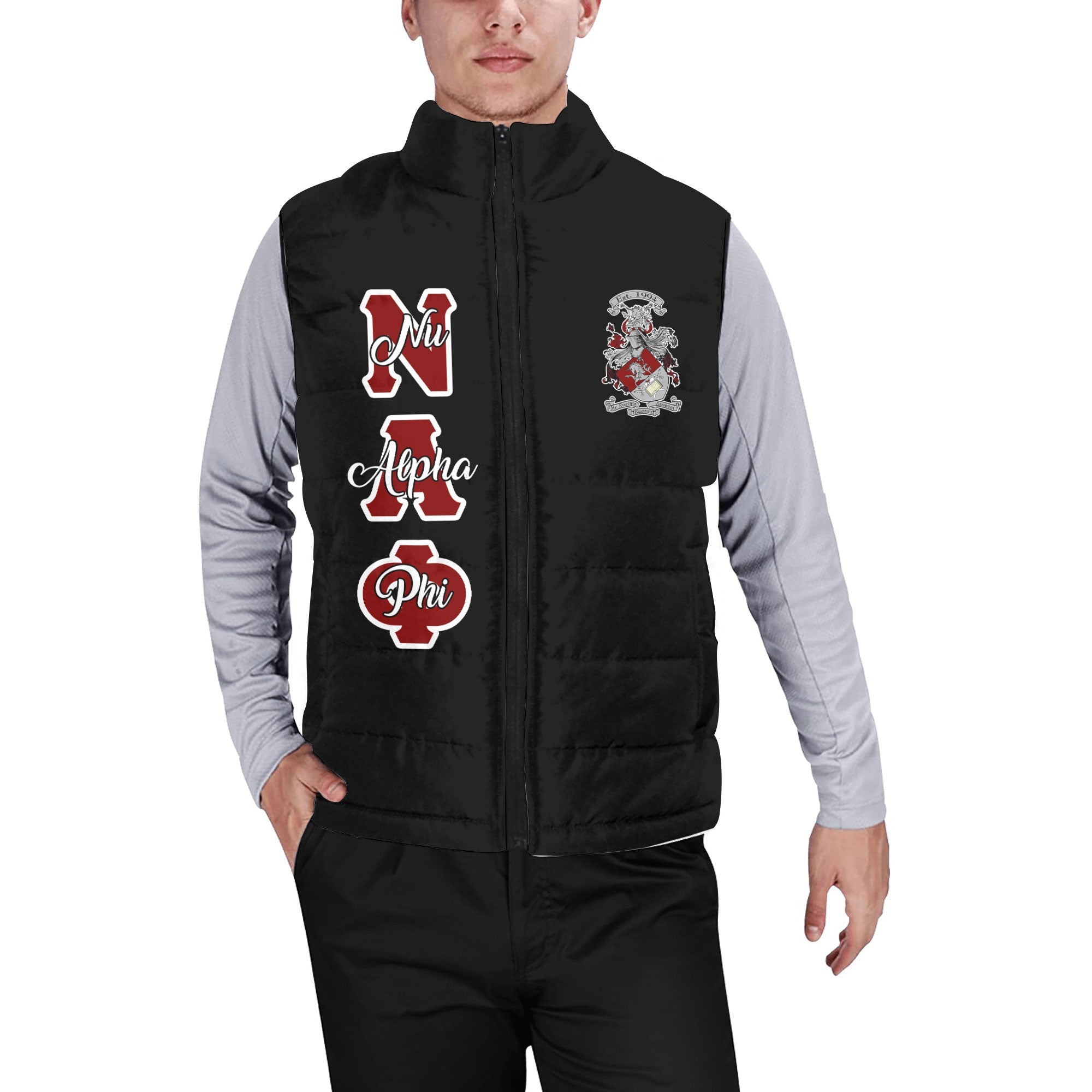 Fraternity Jacket - Personalized Nu Alpha Phi Men Padded Jacket Vest Original Dark Style