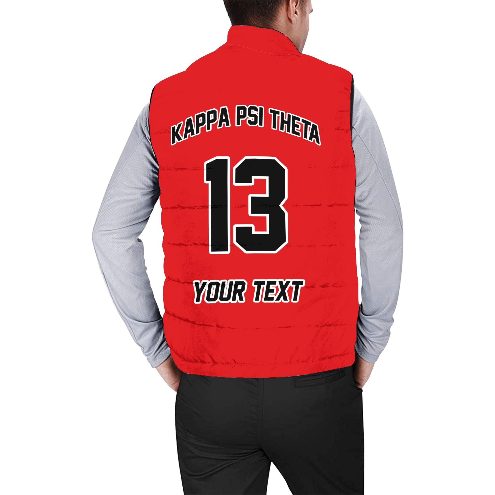 Fraternity Jacket - Personalized Kappa Psi Theta Men Padded Jacket Vest Original Red Style