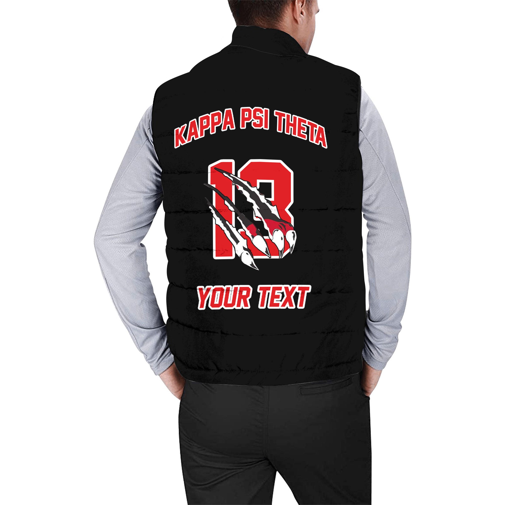 Fraternity Jacket - Personalized Kappa Psi Theta Men Padded Jacket Vest Original Lion Claws Style