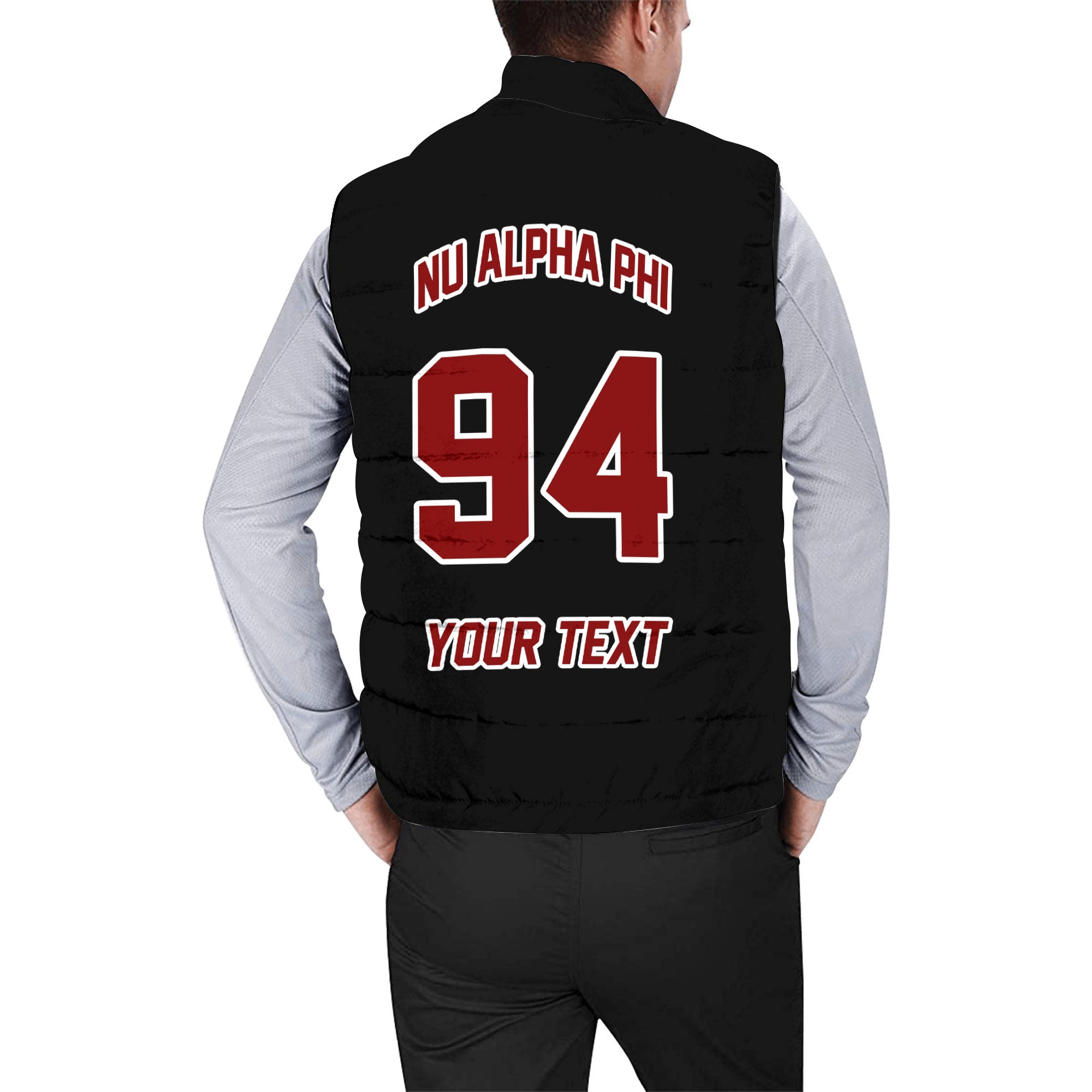 Fraternity Jacket - Personalized Nu Alpha Phi Men Padded Jacket Vest Original Dark Style