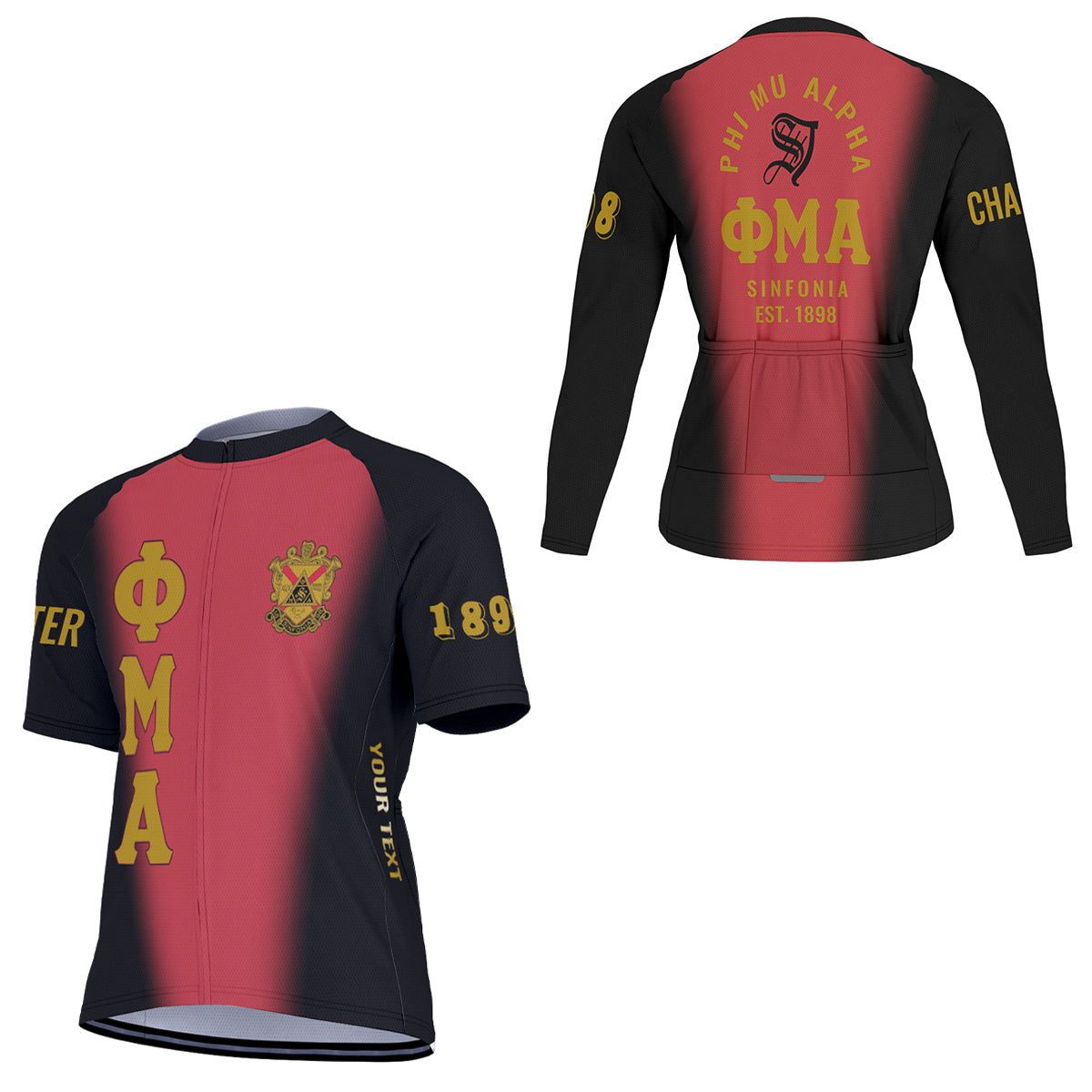 Phi Mu Alpha Cycling Jersey Custom Black Red Spear Gradient Style