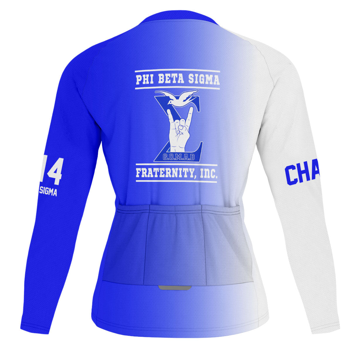 Phi Beta Sigma Cycling Jersey Custom Royal Bue White Side Gradient Style