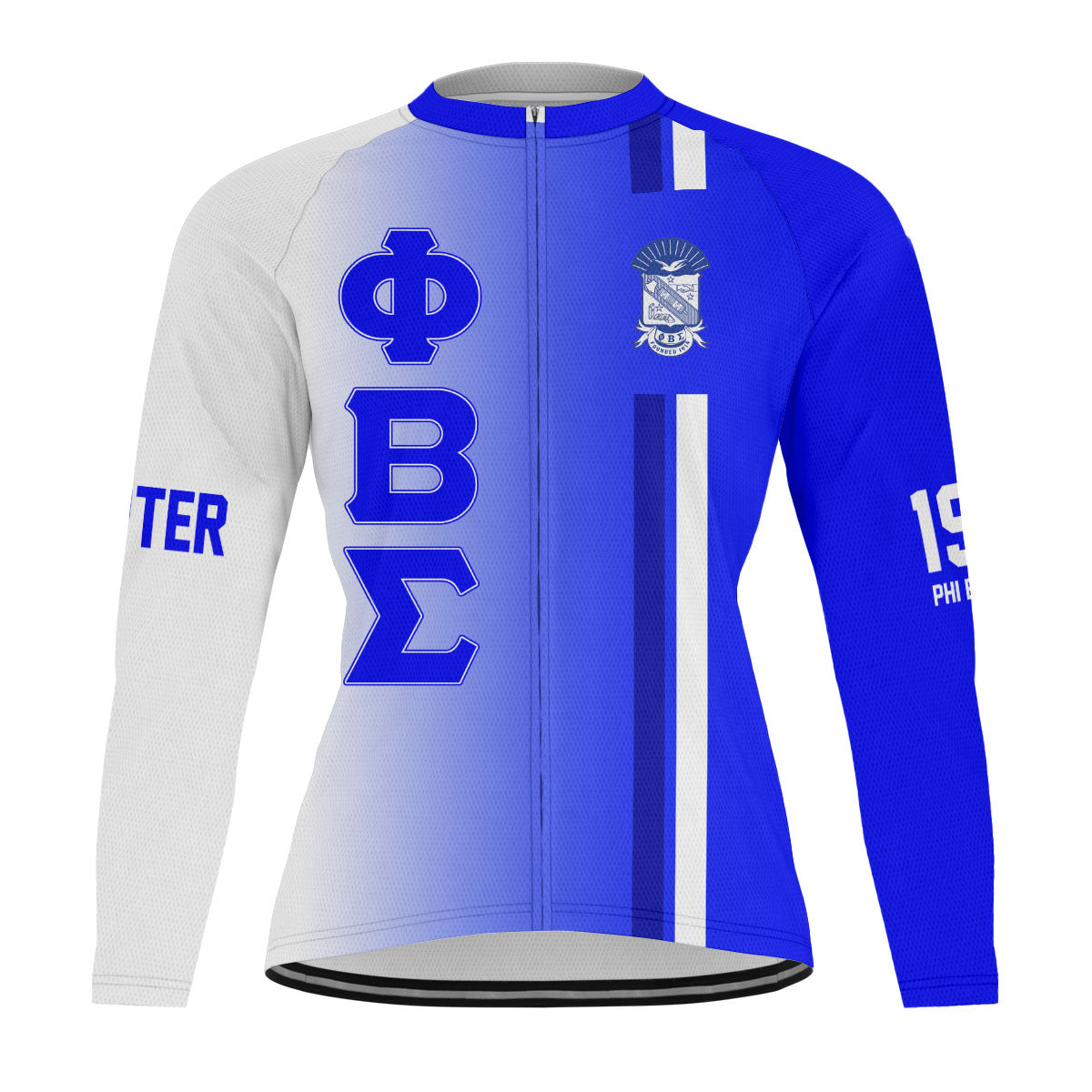 Phi Beta Sigma Cycling Jersey Custom Royal Bue White Side Gradient Style