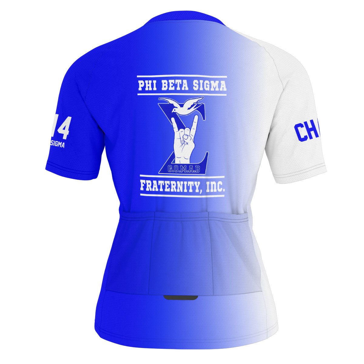 Phi Beta Sigma Cycling Jersey Custom Royal Bue White Side Gradient Style